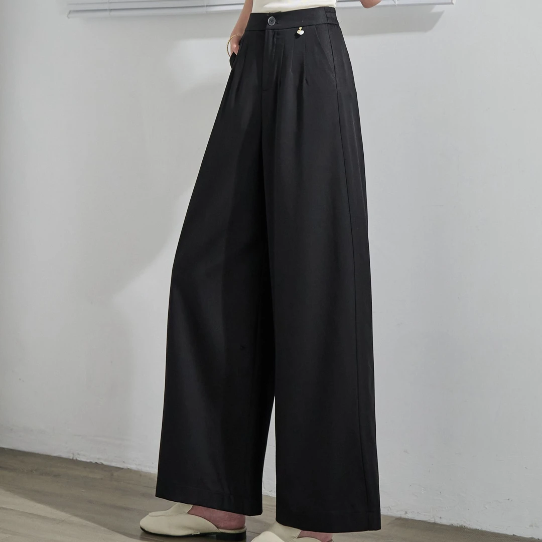 美文服饰  瘦版中高腰阔腿裤