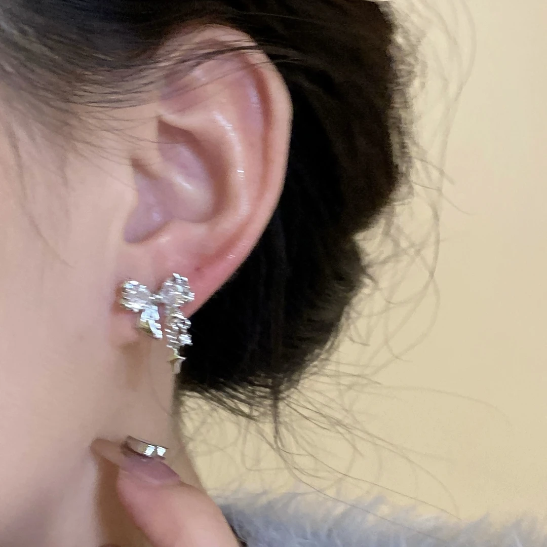 铜合金耳饰 925银针1104【星芒蝴蝶结】小众设计感高级耳饰