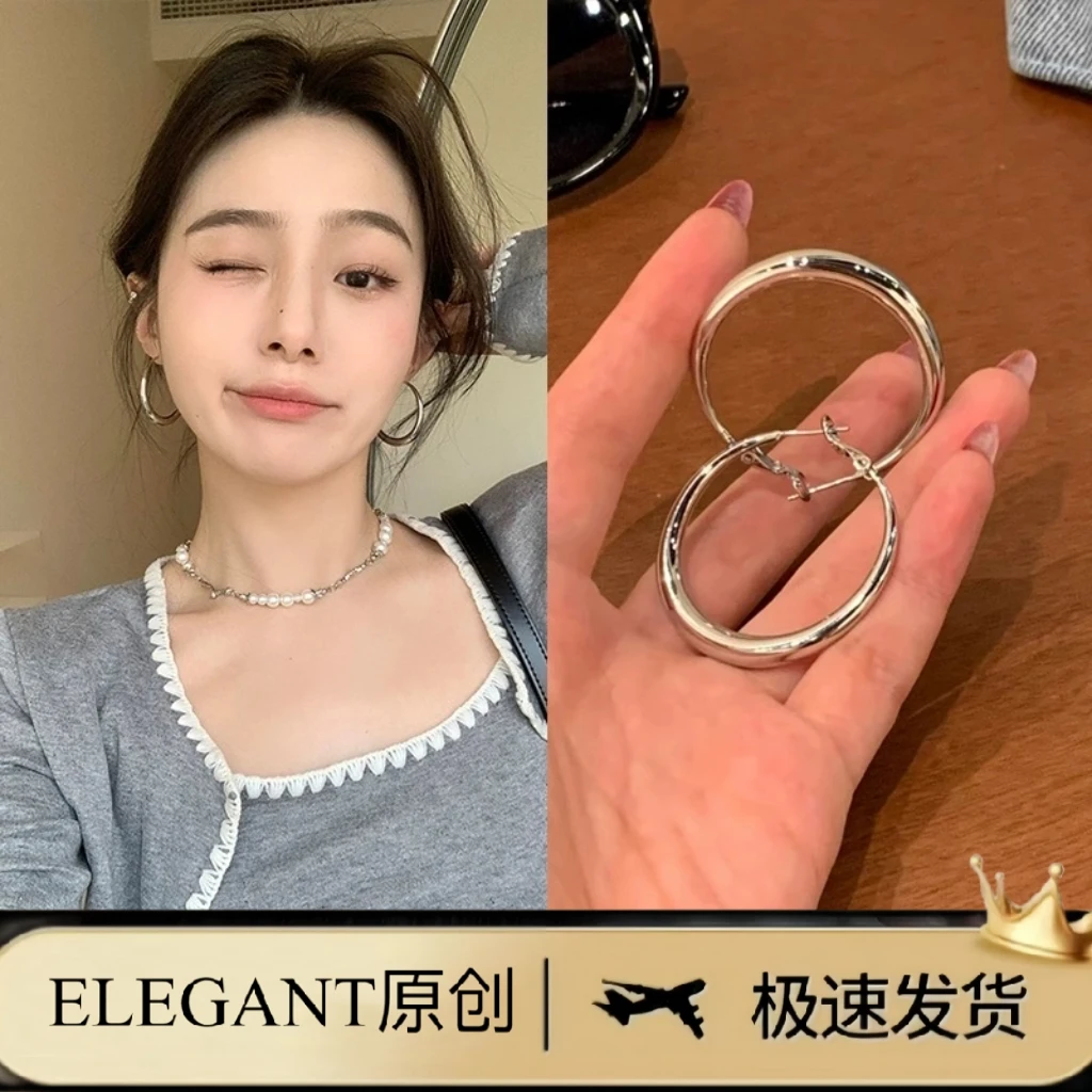 铜合金耳饰 1070「极简主义」ins冷淡风曲面欧美高级感大圈辣妹耳饰