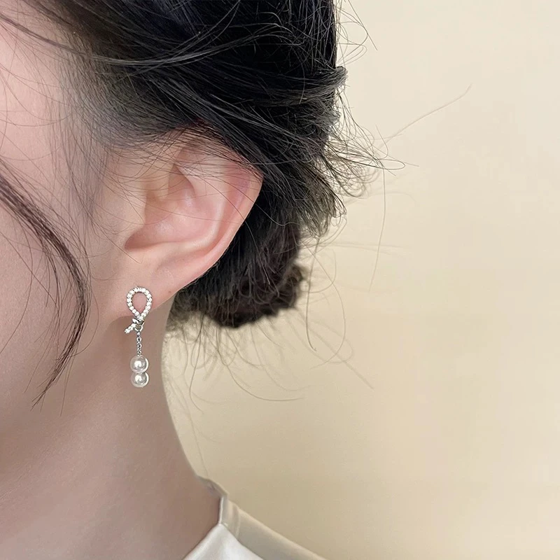 铜合金耳饰 1177 「闲余时光」小众法式小鱼尾珠珠短款流苏耳钉耳饰