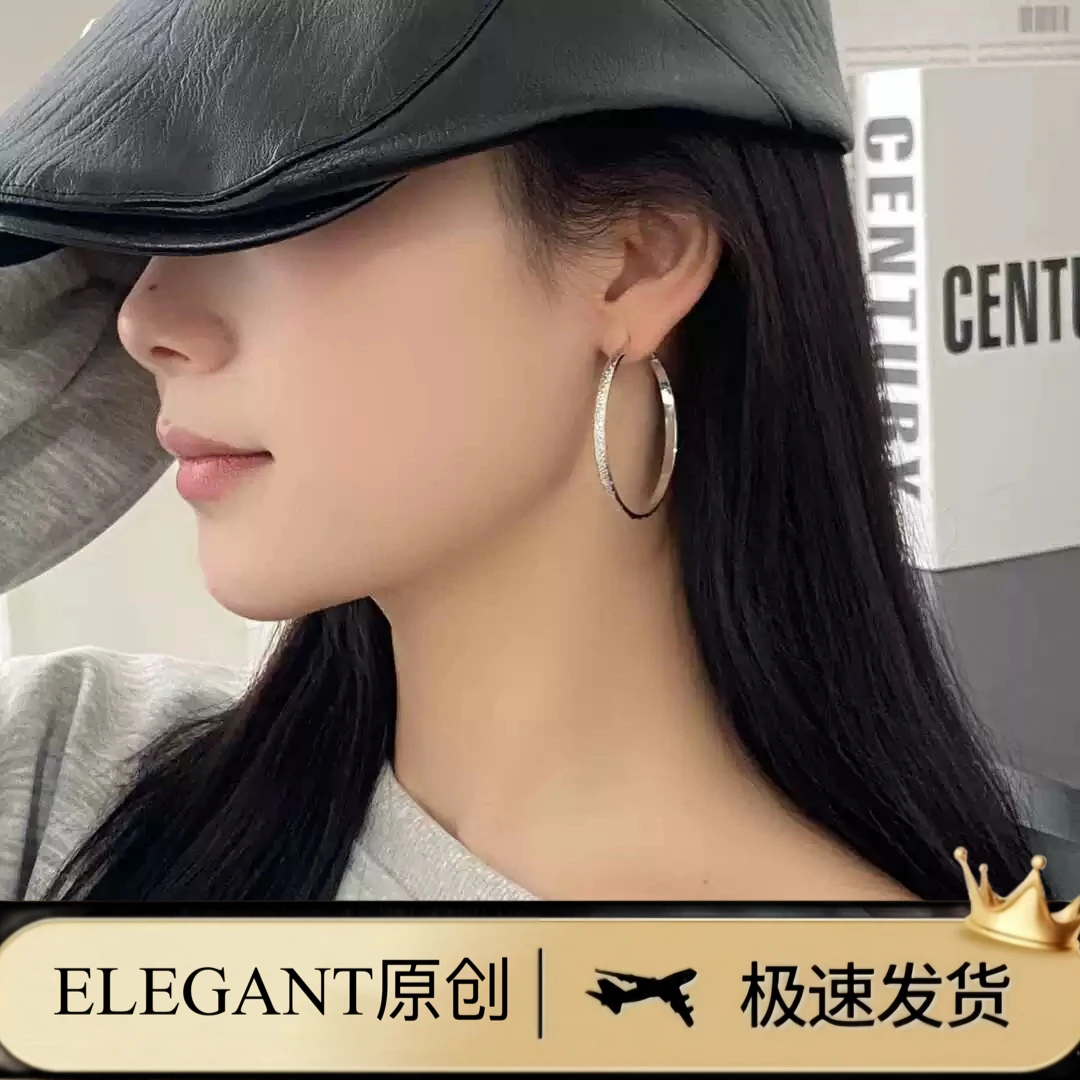 铜合金耳饰 8102 「碎冰冰」银色满天星圈圈耳环时尚简约小众百搭