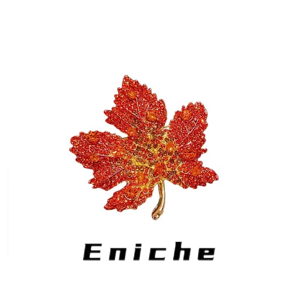 铜合金莫桑石胸针 8006铜合金 镶嵌 合成立方氧化锆轻奢 枫叶胸针