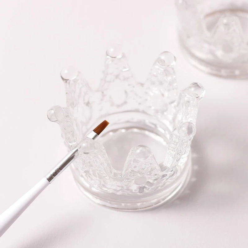 返潮复古美甲工具ins笔架 立体精致浮雕玻璃笔杯冰透皇冠笔架