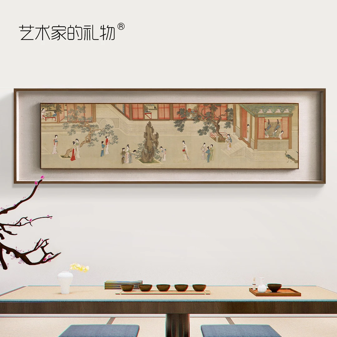 仇英-汉宫春晓图 背景墙字画墙面 新中式客厅装饰画风景书房挂画