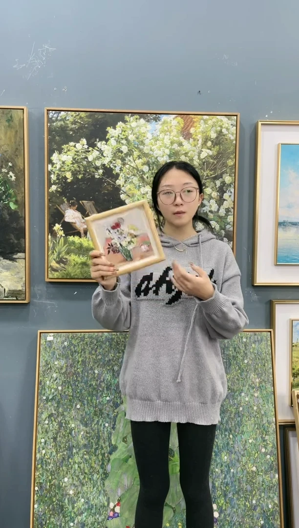 【闪购商品】绘画瓶花玫瑰mdf边框摆台
