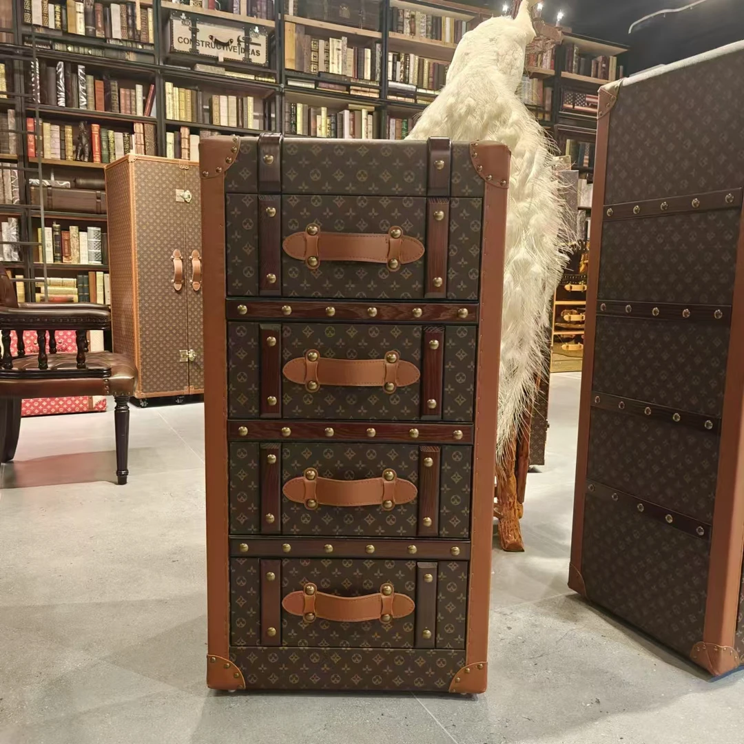 美式复古四斗柜/边柜/储物柜/长56宽46高110cm