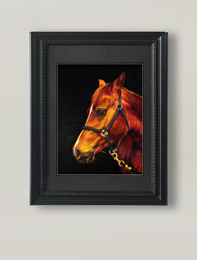 【马到成功】纯手工非遗苏绣精品客厅名画刺绣挂画，画芯60×80cm