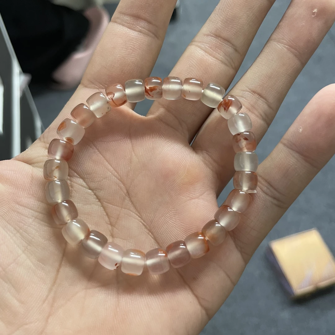 南红冰飘直切手串