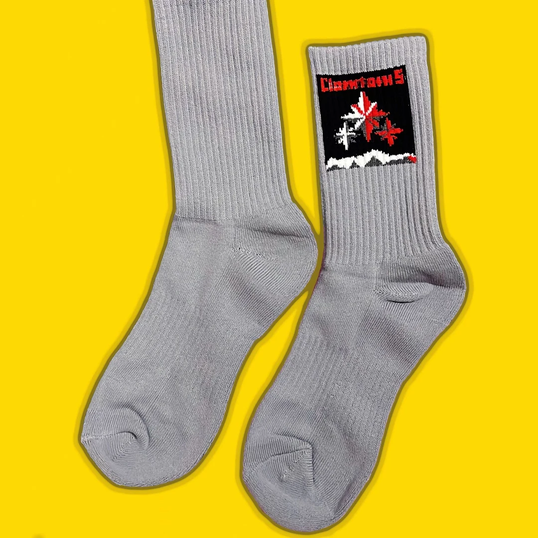 logo提花灰色毛巾袜4联装