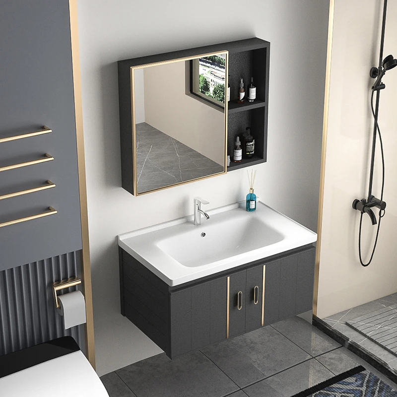 加厚太空铝浴室柜组合卫生间一体陶瓷盆洗手洗脸盆洗漱台智能镜柜