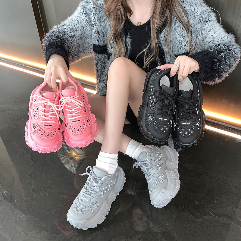 【轻奢定制】文鹿鹿2024秋冬季键盘系列个性设计厚底休闲老爹鞋女