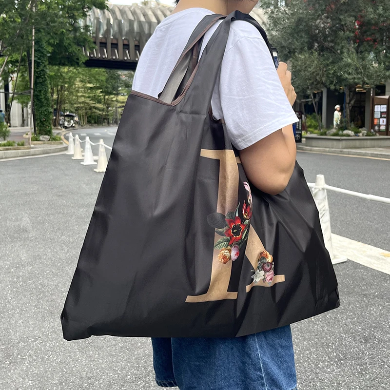 大容量环保袋可折叠超市购物袋便携时尚买菜包手提袋轻薄尼龙布袋