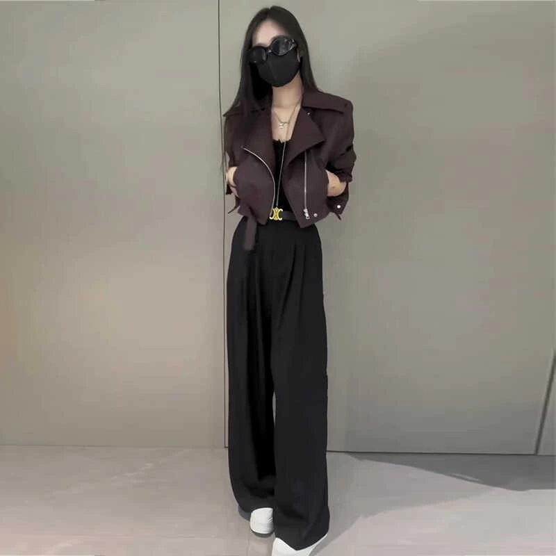 美式复古短款皮衣外套女秋季2024新款高级感网红炸街酷飒机车夹克