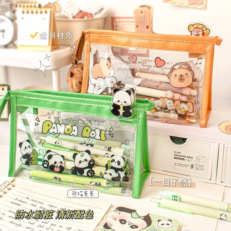 【新疆包邮】新款透明笔袋文具袋小学生可爱颜值大容量铅笔盒多功能