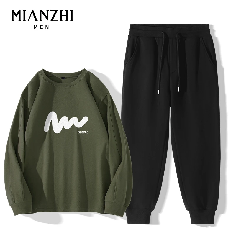 棉致休闲套装男士2023新款秋冬季帅气穿搭男生运动两件套
