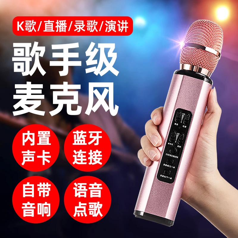 听声者话筒音响一体声卡麦克风唱歌语音话筒无线家用k歌神器内置