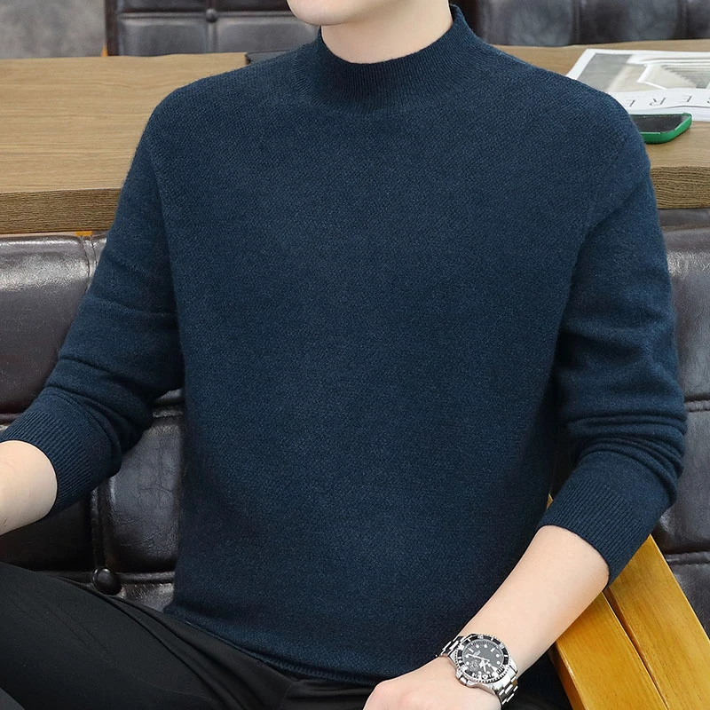 新款圆领男士长袖针织高品质保暖秋冬季百搭休闲H016319时尚
