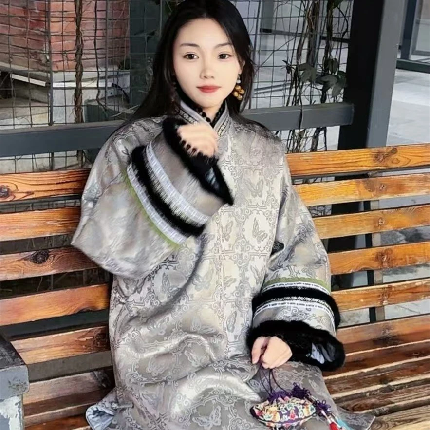 煜秀堂传统华服桑蚕丝丝毛太太服棉服上衣新中式斜襟