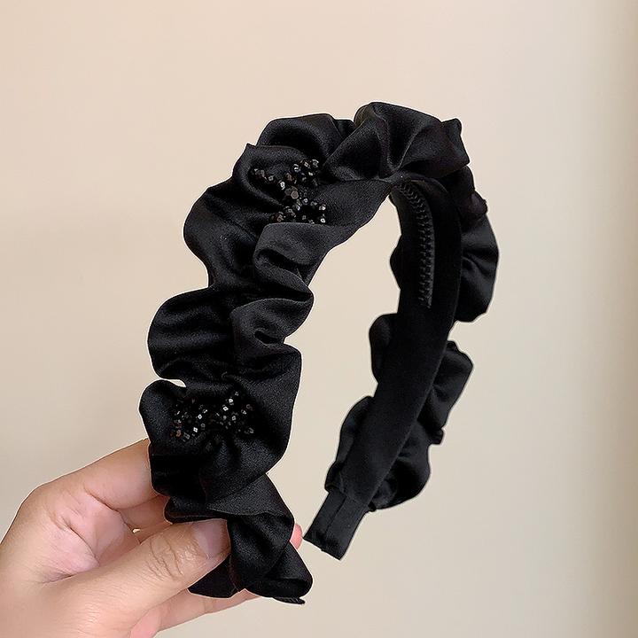 轻奢法式显脸小宽边女黑色百搭褶皱高级感头箍压发时尚气质发饰秋