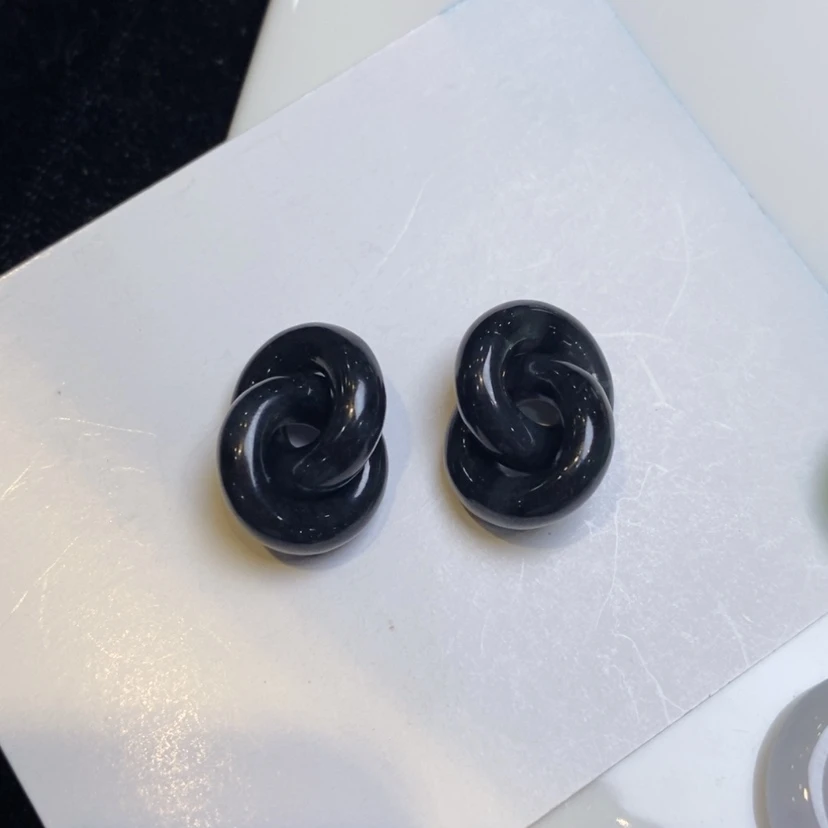 【闪购商品】翡翠耳饰未镶嵌领*裸石乌鸡环环相扣