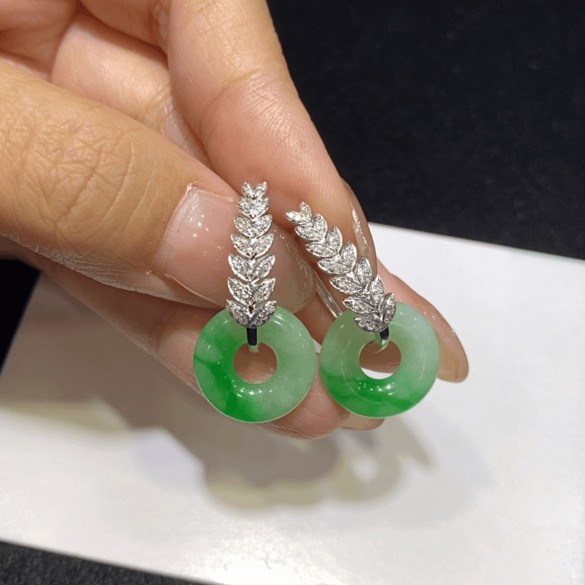 【闪购商品】翡翠耳饰18K金镶嵌嘟****a