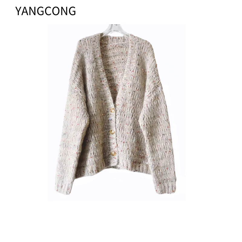 鎏光幻彩星空高订羊驼马海新款轻奢星光璀璨中气质时尚亮片毛衣