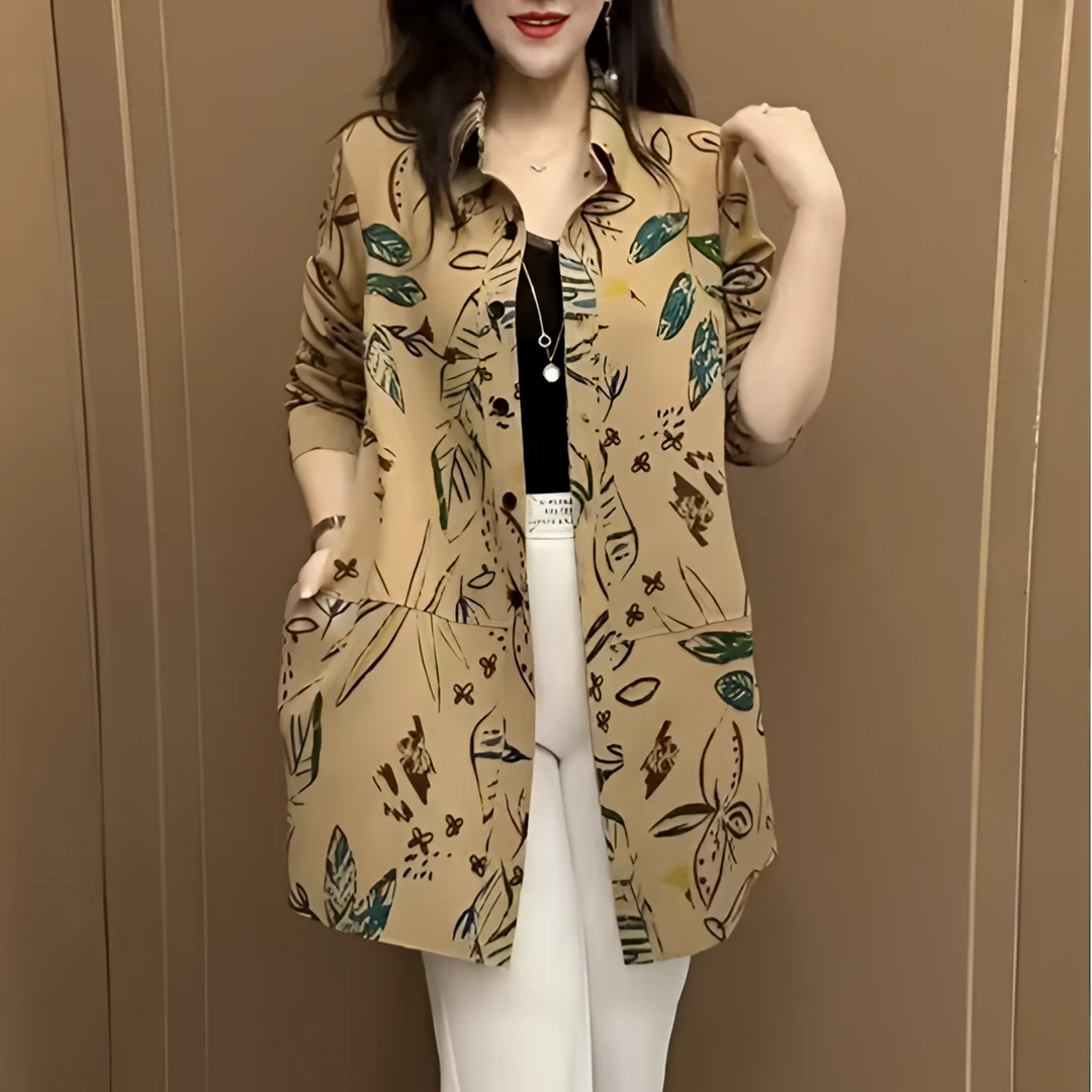 2025秋季新款高档复古简约外衣时尚女士高级拼接polo领中长款衬衣