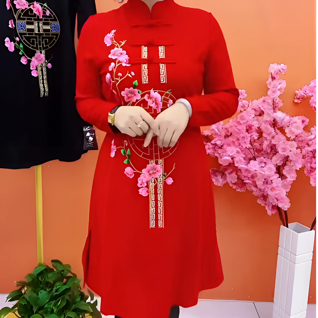 2025秋冬新款女复古改良旗袍连衣裙高档国风加厚保暖外穿妈妈裙子