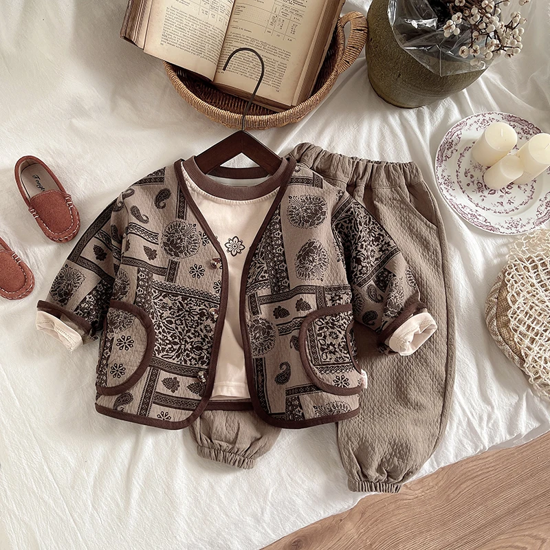 小童儿童春秋女童洋气针织休闲秋冬外套秋季韩版婴儿男童女宝套装