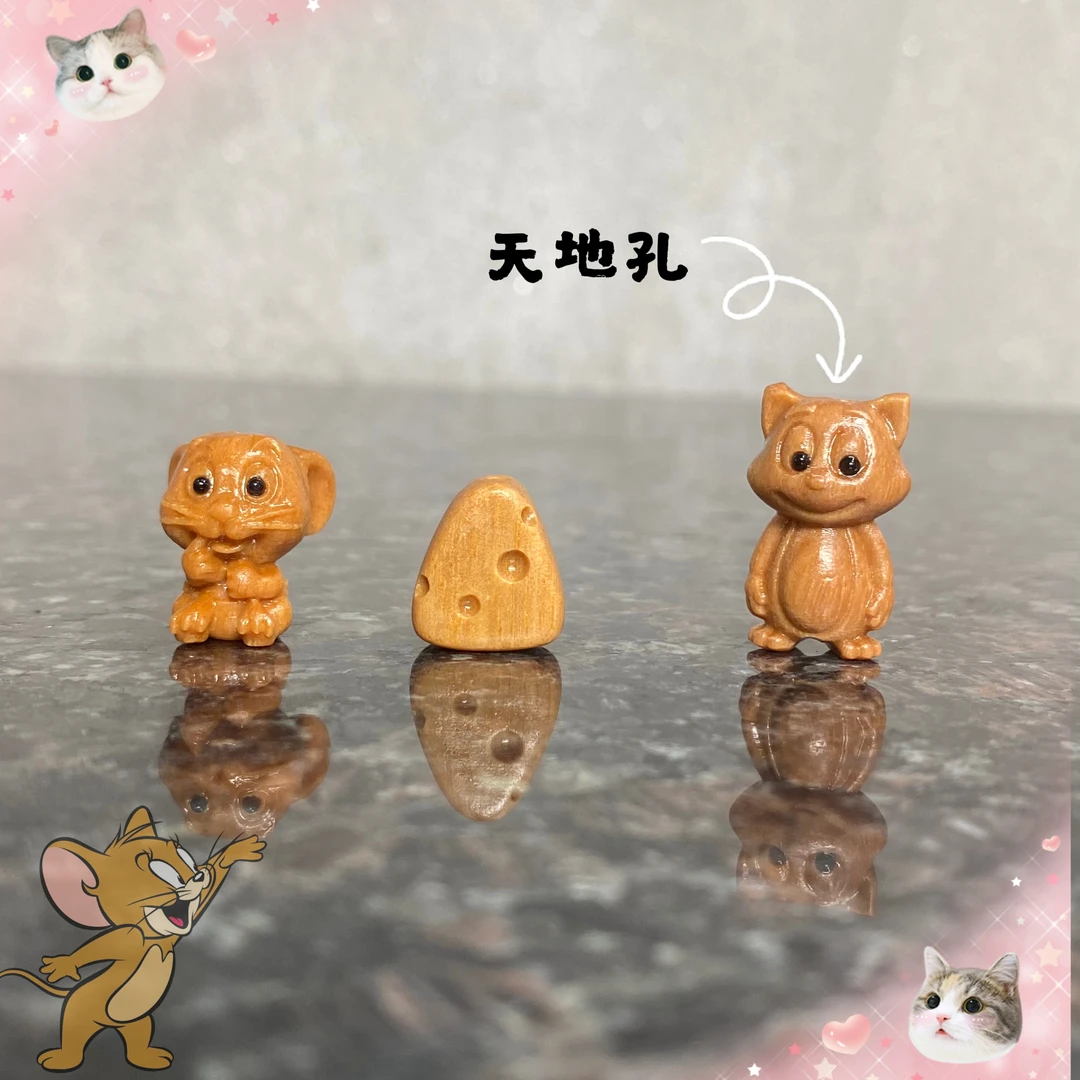 芭比檀木猫和老鼠diy配件汤姆杰瑞手绳项链佛珠手串配饰品隔配珠