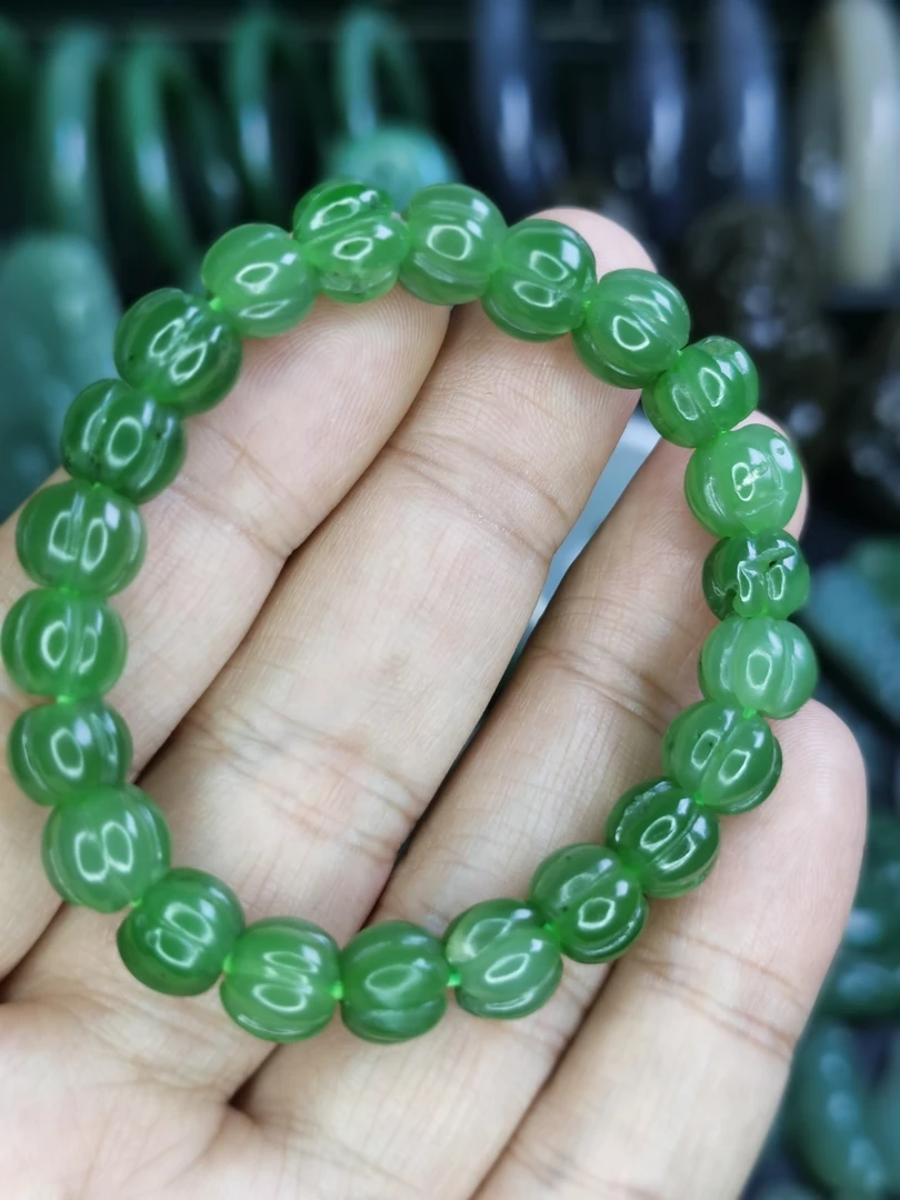 和田玉纯手工雕刻莲花珠！南瓜珠