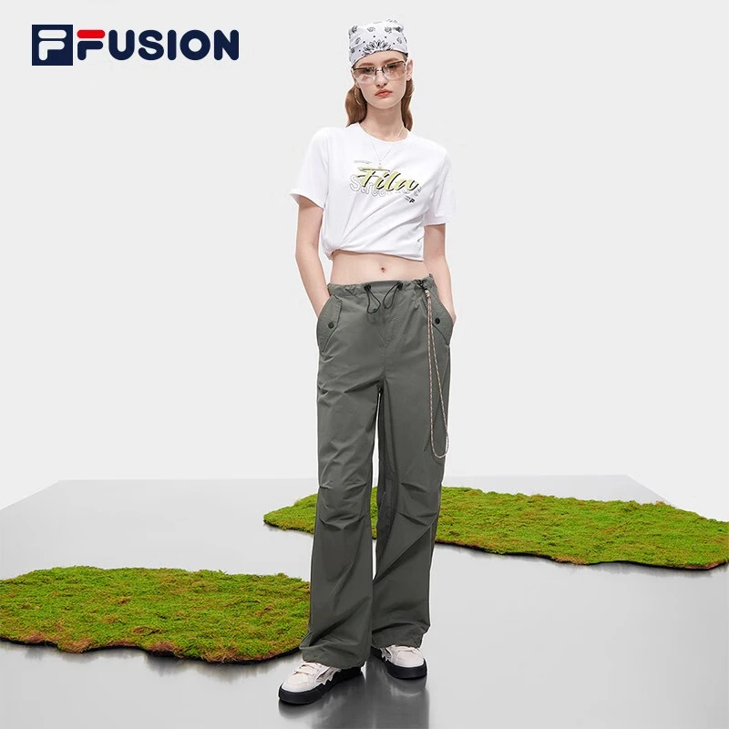 欧若风【FILA明星同款】梭织潮流宽松阔腿时尚潮流工装裤T11W331801