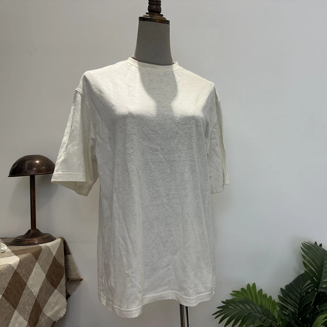 汉麻棉T恤休闲百搭夏季时尚半袖简约宽松纯色圆领春夏