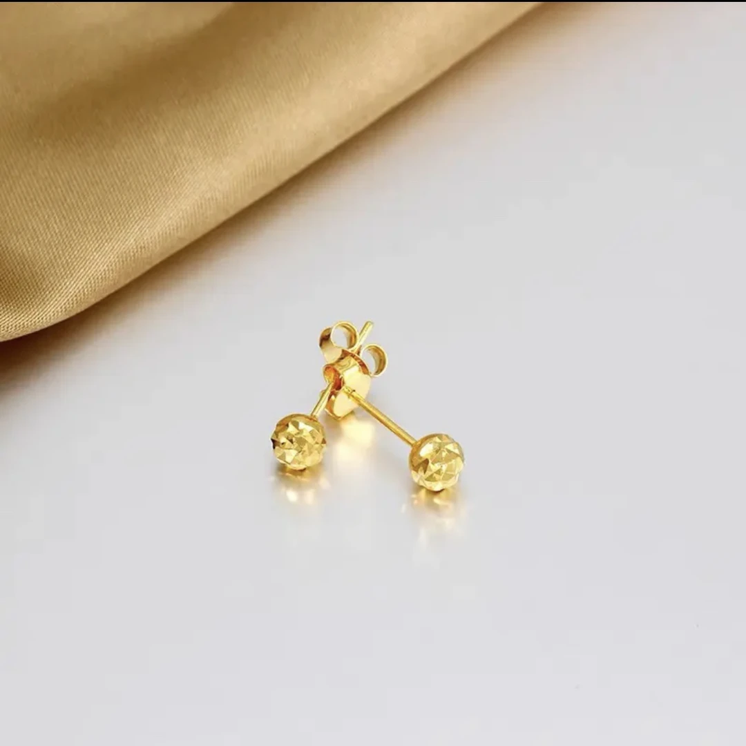 18k金耳钉泡钉养耳神器耳饰素款精致百搭 克重多退少补