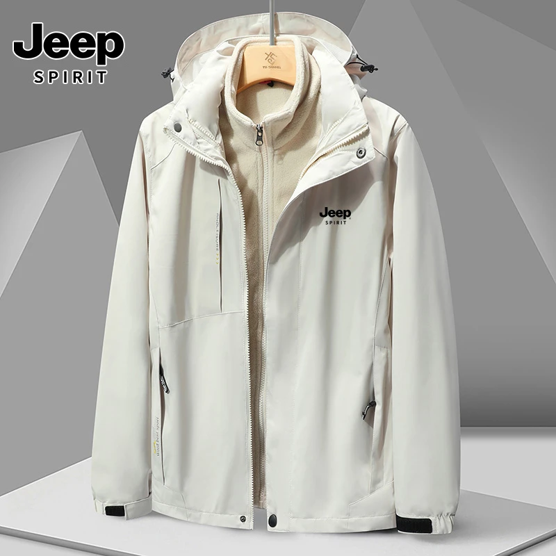 JEEP吉普秋冬季外套加绒加厚三合一冲锋衣两件套情侣款外套A-20