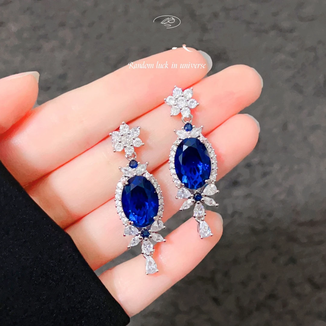 星尼希 高奢晚宴蓝色花园耳环614