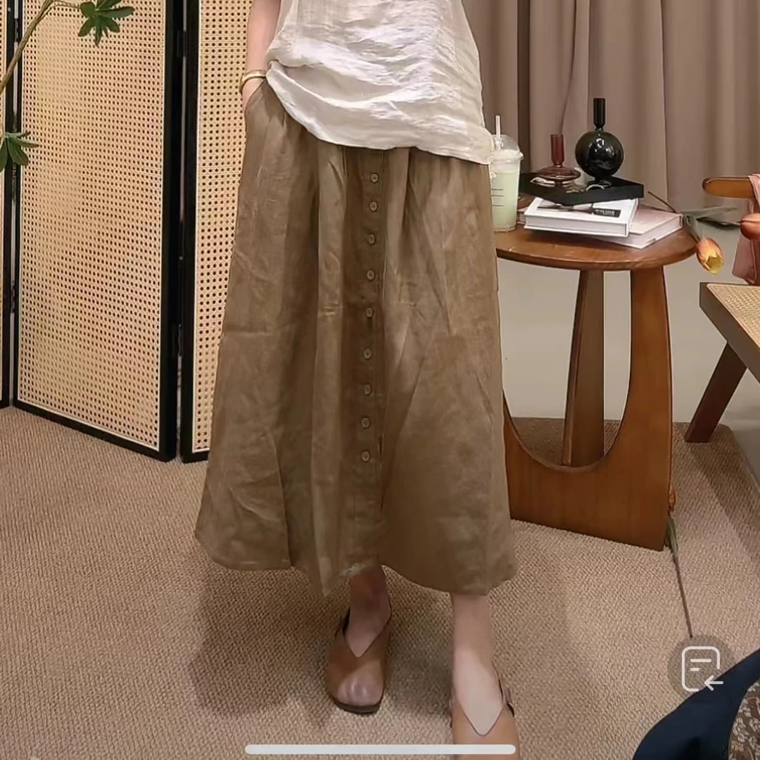 【暖暖推荐】新亚麻2501---百搭半身裙