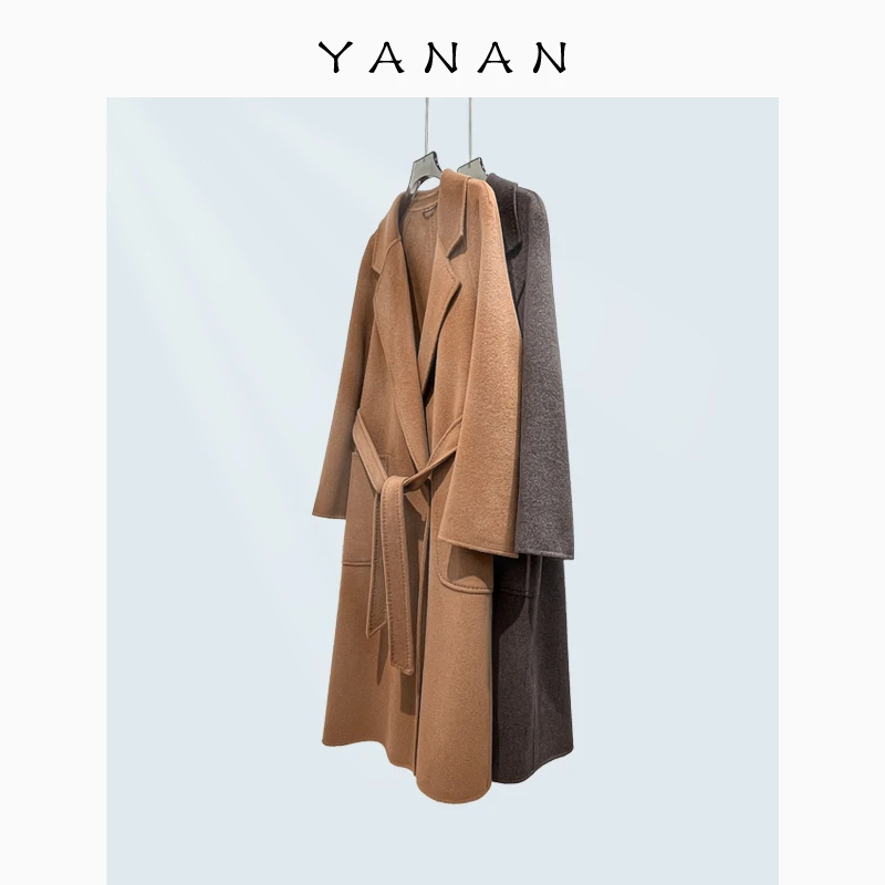 【亚楠本楠】M家羊绒羊毛垂坠感大口袋冬季气质大衣风衣外套3222