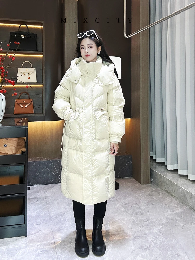 【亚楠本楠】秋冬款休闲通勤保暖中长款鸭绒长款羽绒服3814