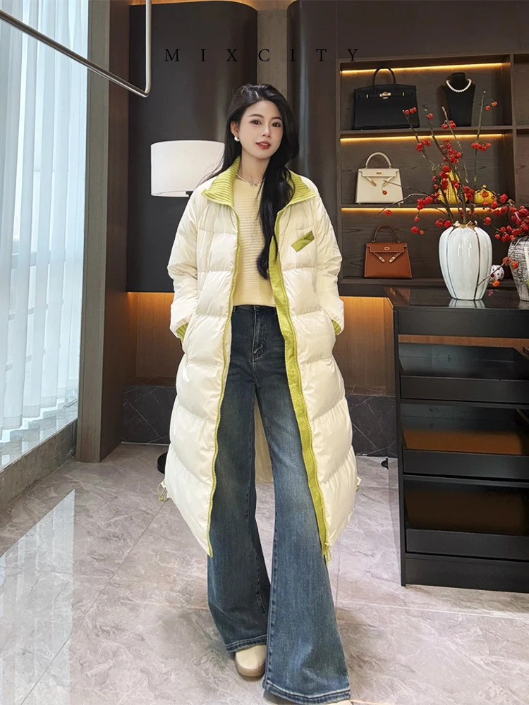 清【亚楠本楠】撞色羽绒◆拼接撞色翻领设95白鹅绒服外套3723