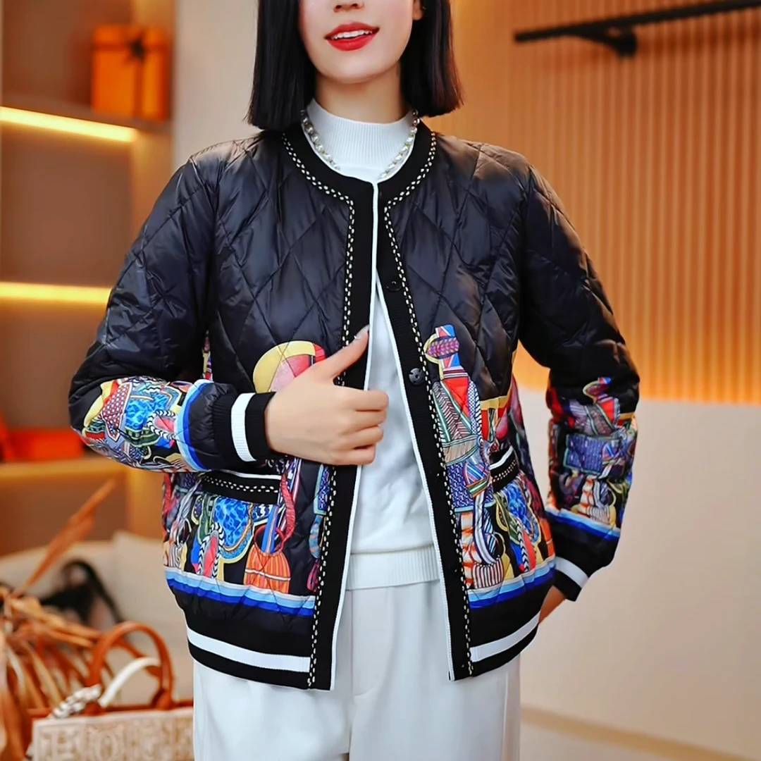 2024新品时尚百搭女士休闲显瘦保暖短款羽绒服-1108（黑色多巴胺）