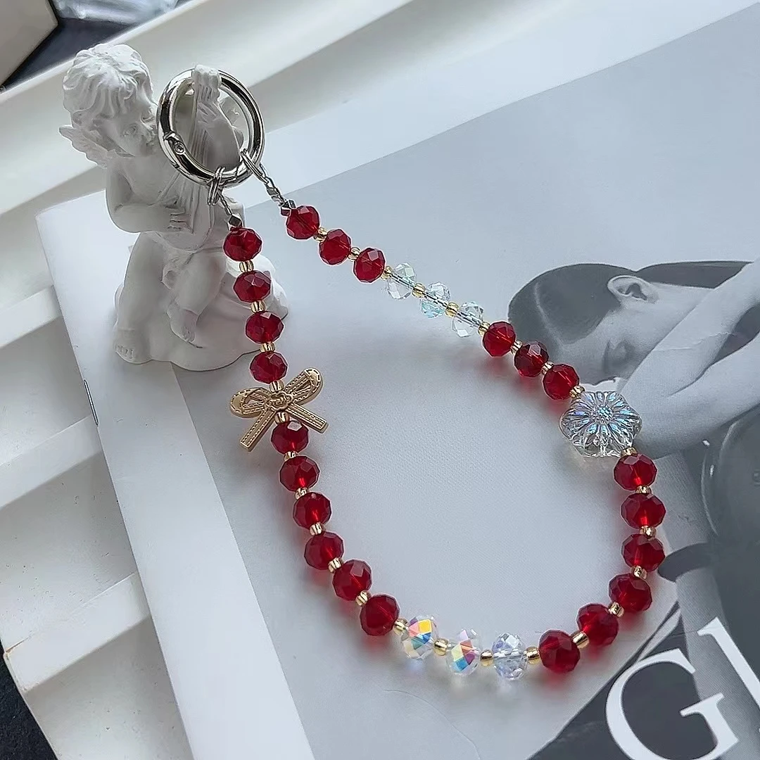 J262 波尔多红晶晶原创设计手机链