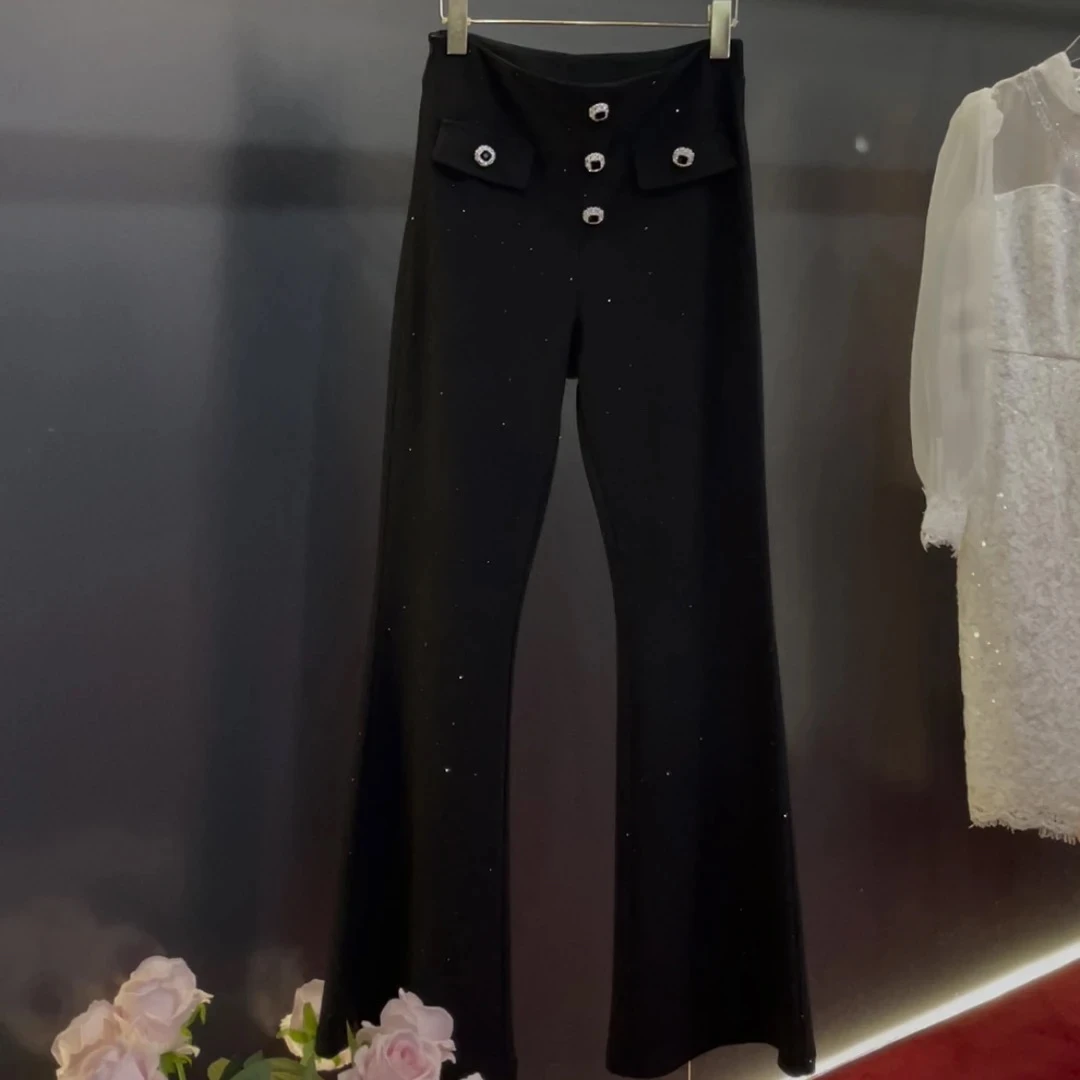 魅鹊 50907 【满天星裤】时尚洋气百搭高腰修身显瘦秋冬喇叭裤