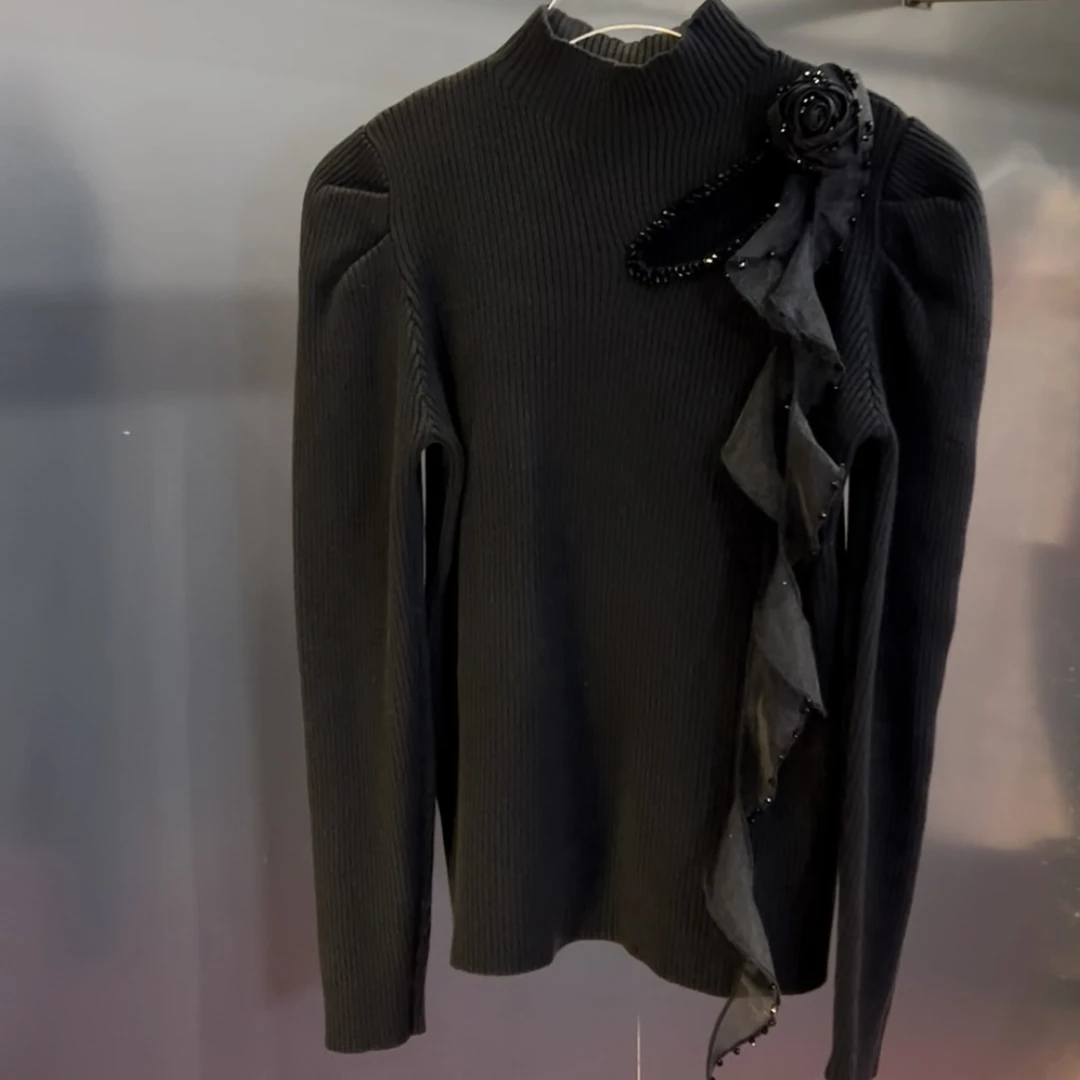 魅鹊原创 321 轻奢重工钉珠针织衫