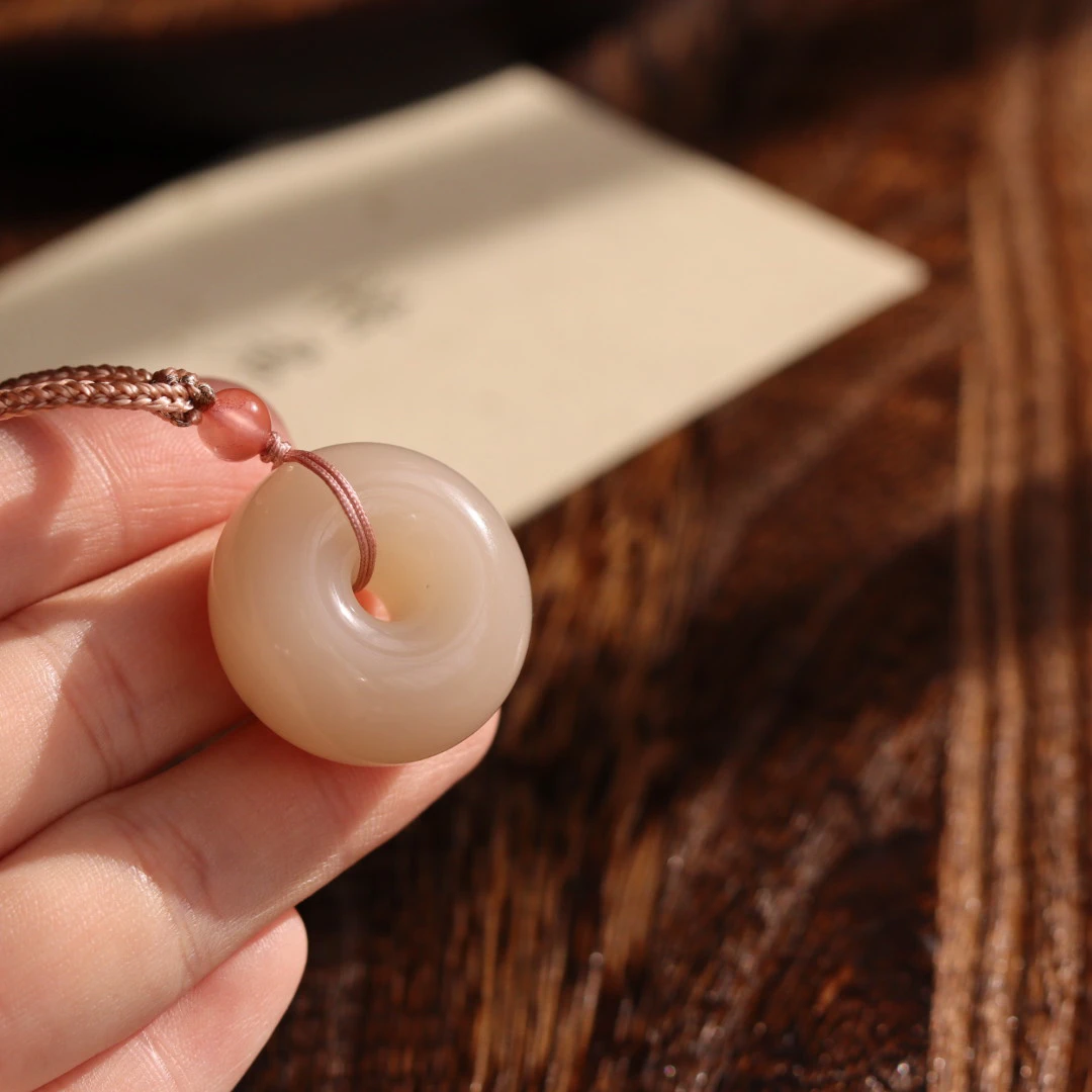 【平安环吊坠】瑾玉·和田玉藕粉平安环 C0634  C0633