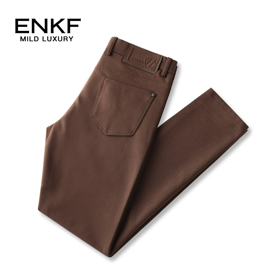mengkoutou秋季简约休闲裤男士时尚轻奢高端新品修身商务弹力免烫