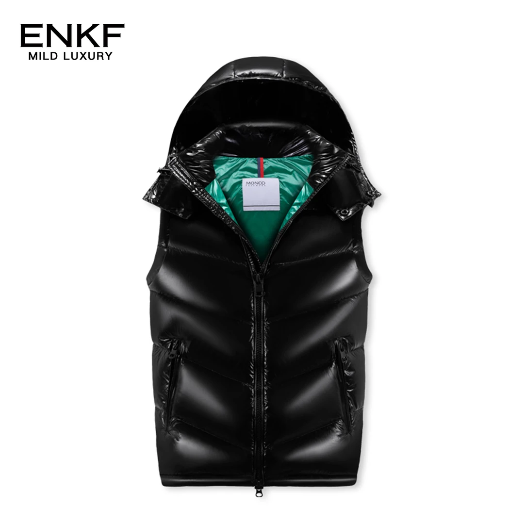 蒙口透气男士羽绒马甲冬季高端时尚背心外套连帽个性保暖外穿青年