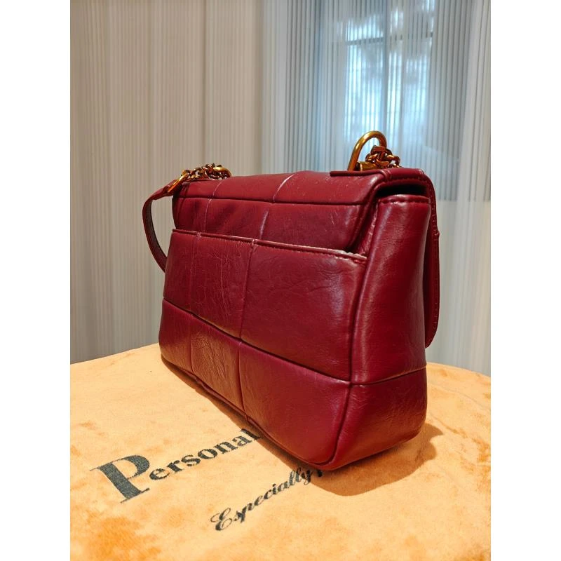 HIRMRIS手工真皮包550578-红 方格阳红色