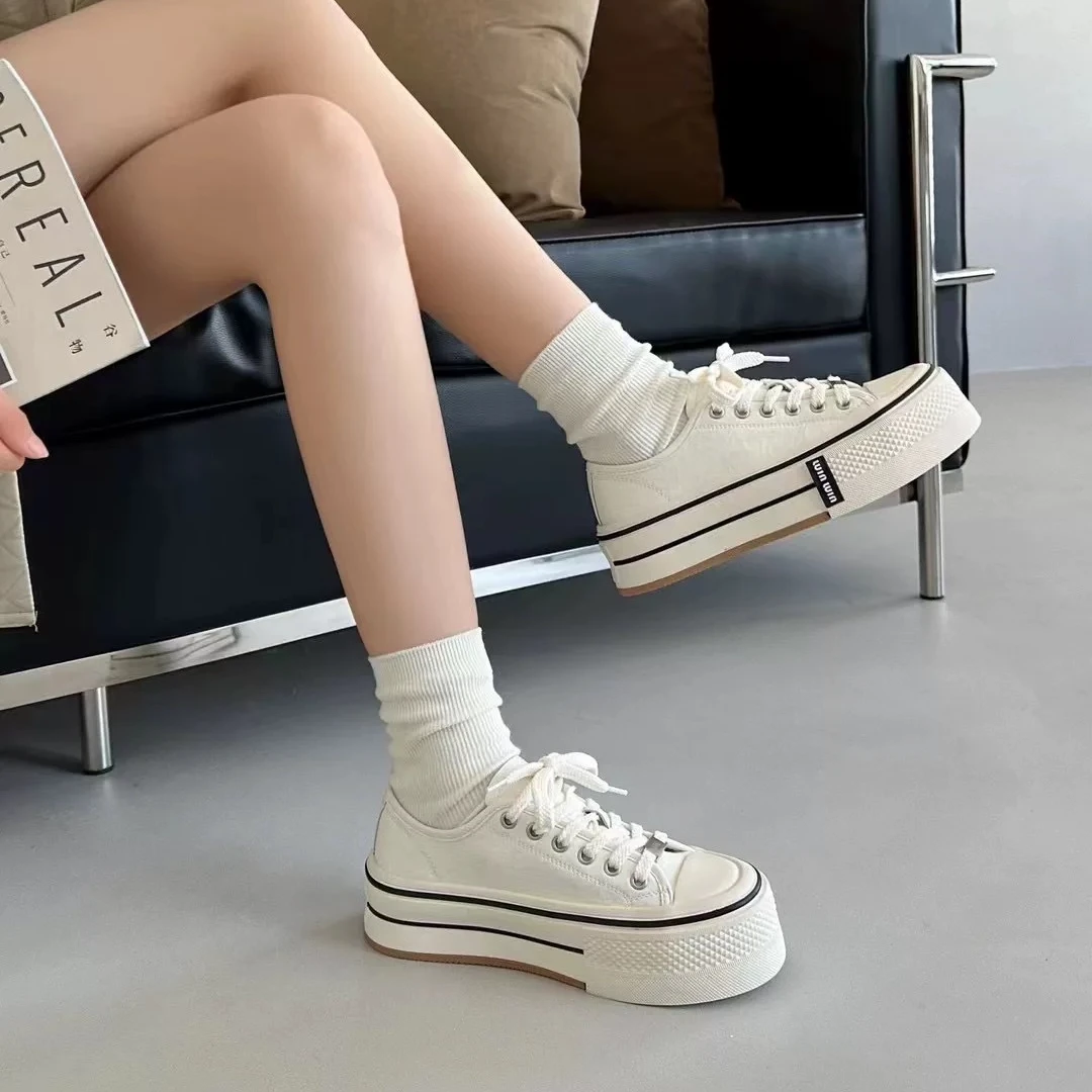 厚底经典款板鞋女2024秋季新款系带百搭运动休闲鞋 TW 6900-1370