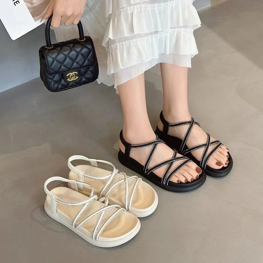 厚底增高凉鞋女2024夏季新款百搭松糕底休闲罗马鞋8882-1